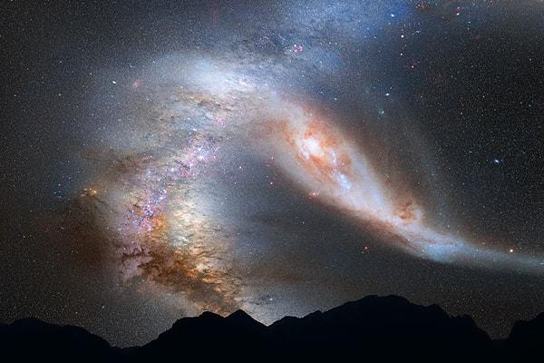 4. 4 milyar yıl sonra, Andromeda galaksisi Samanyolu galaksisi ile çarpışacak.