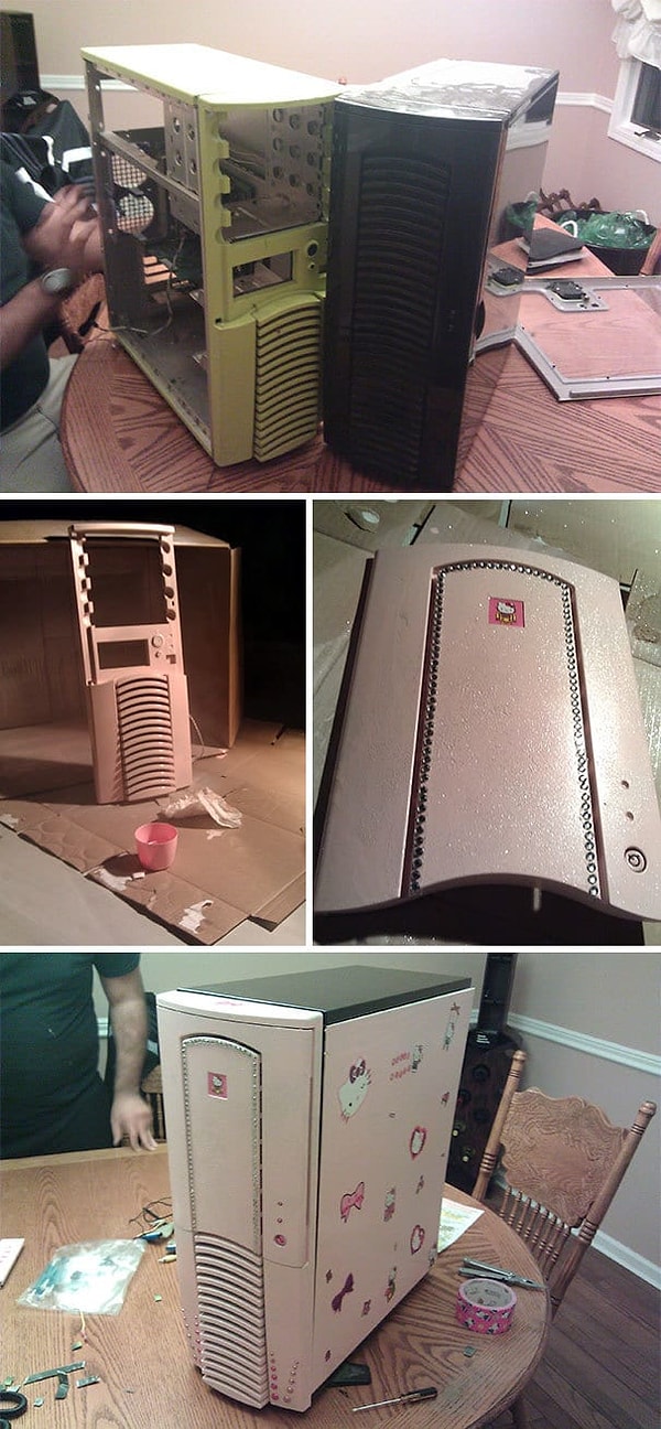 12. "Сосед уехал на пару недель, теперь его компьютер выглядит ещё милее."