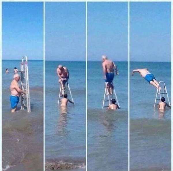 12. Хочется попрыгать? Не беда, сделайте это с помощью стремянки!