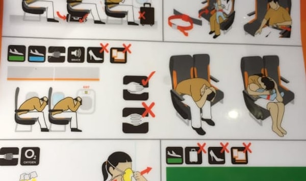 8. "Несмотря на слухи, рекомендуемые положения на памятке пассажира не предназначены для того, чтобы вы быстрее умирали в случае аварии"