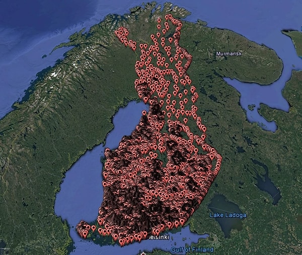 8. Finlandiya'daki saunaların konumu: