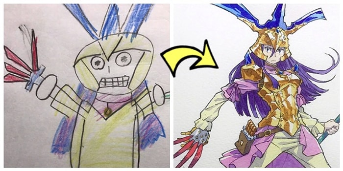 Oğullarının Resimlerinden İlham Alarak Anime Çizimleri Yapan Babadan 22 Yepyeni Çalışma