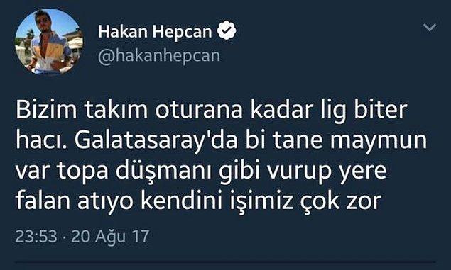 Her şey bu tweetle başladı. Hakan Hepcan, Galatasaraylı futbolcu Gomis için 'maymun' ifadesini kullandı.