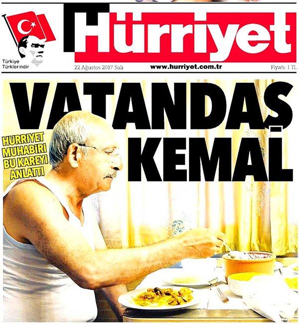 Hürriyet gazetesi söz konusu fotoğrafı ‘Vatandaş Kemal’ başlığıyla manşetine taşımıştı.