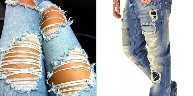 Yırtık kot pantolon