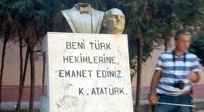 Bitmek Bilmiyor: Bu Sefer de Mersin'deki Atatürk Büstü Saldırıya Uğradı
