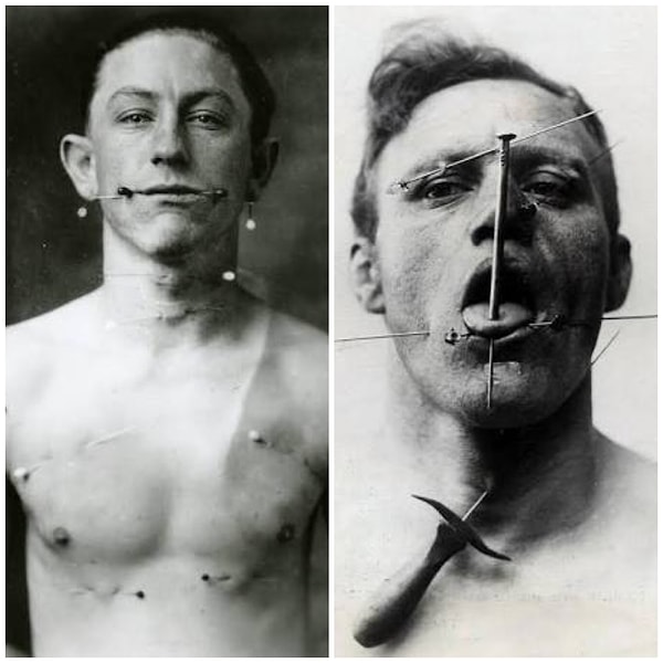 4. Фред Уилсон, прокалывающий себя насквозь мечами и иглами!