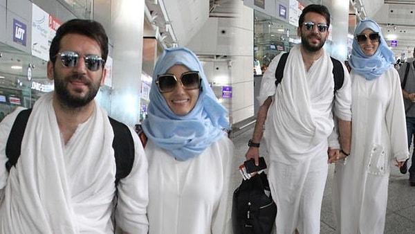 5. Murat Yıldırım ve eşi İmane Elban, Atatürk Havalimanı'nda Medine'ye giderken görüntülendi.