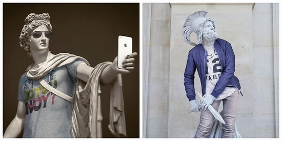 "Хипстеры в камне" - античные статуи, одетые в современную одежду