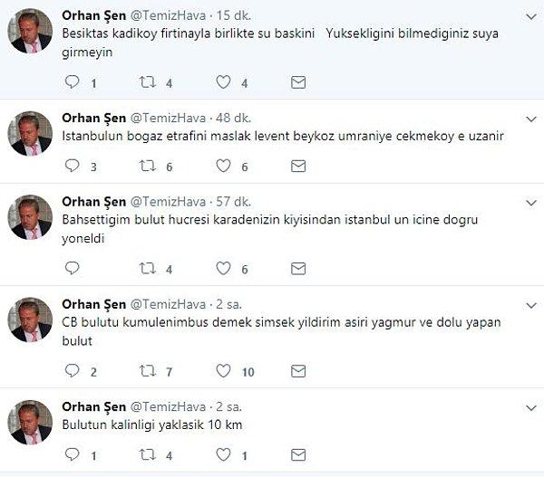 İstanbul Teknik Üniversitesi'nden Prof.Dr. Orhan Şen de Twitter'dan uyarılarda bulundu