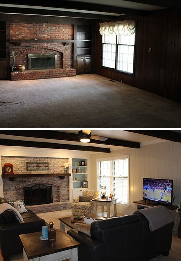 6. Темная и пустая гостиная стала местом света и комфорта