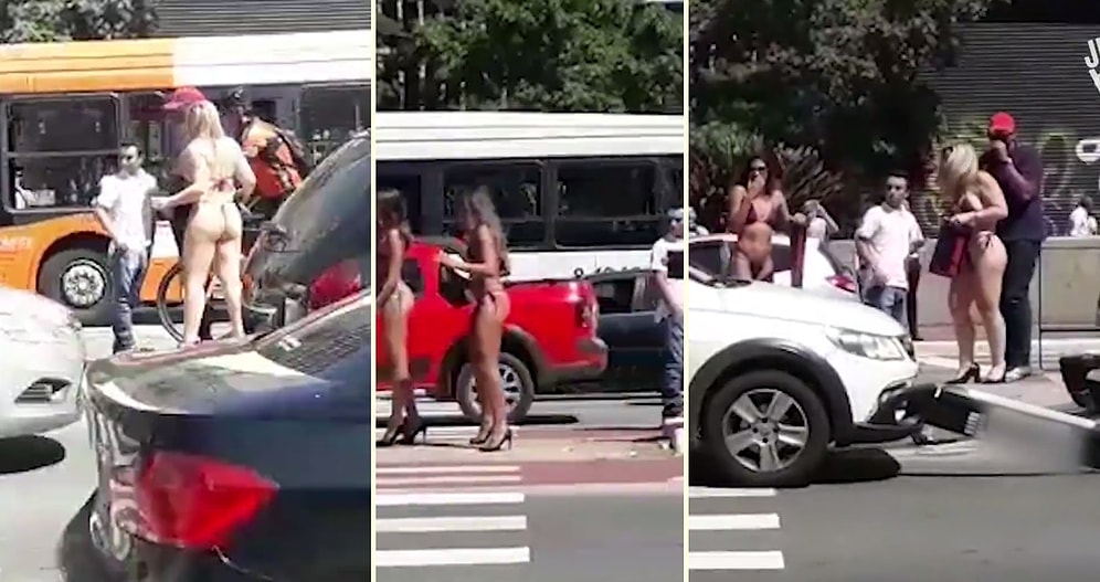 Bikinili Kadınlara Bakacağım Derken Arabayı Vuran Şoför