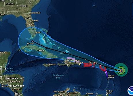 Saatte 297 Kilometre Hızla Yaklaşan Irma Kasırgasının Uydu Görüntüleri Yayınladı