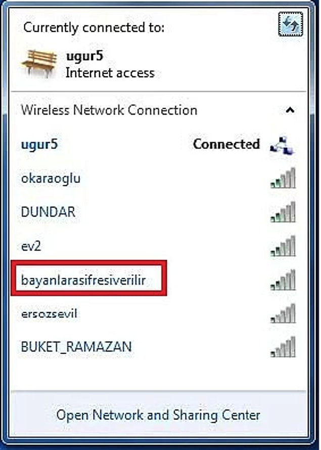 2. Şifresiz girilebilen wifi bağlantısı