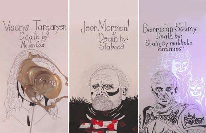 Game of Thrones'taki Güçlü Karakterlerin Ölümlerini Çizimleriyle Anlatan Sanatçı