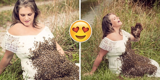 Sınırları Zorlamak İsteyen Hayvansever Anne Adayından 20.000 Canlı Arıyla Fotoğraf Çekimi