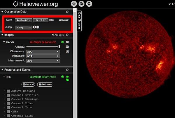1. Göklerin veritabanı: Helioviewer.org