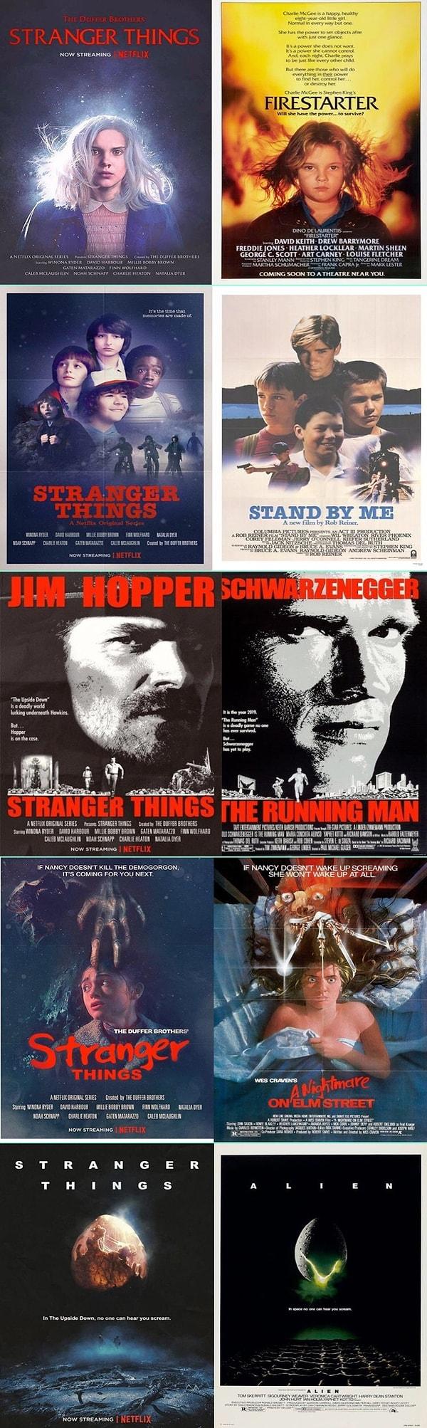 13. Stranger Things'in yeni karakter posterleri 80'lerin bilim kurgu filmlerini referans alıyor.