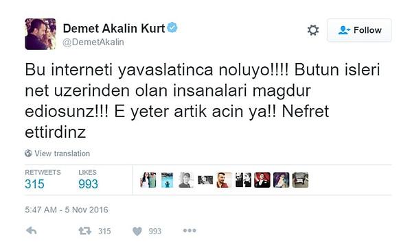 Demet Akalın, pop müzik piyasasına ne kadar hakimse sosyal medyaya da bir o kadar tutku ile bağlı. Bütün sinirini, sevincini, şaşkınlığını Twitter'da yaşıyor.