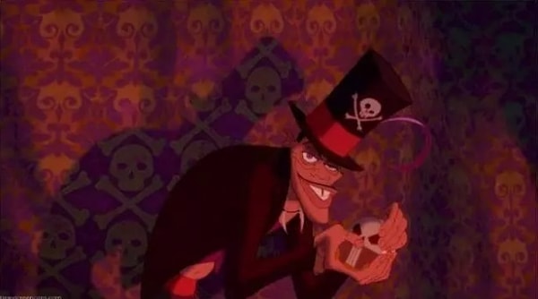 11. И наконец, вы замечали, что в одной из сцен "Принцессы и лягушки" тень Доктора Фасилье меняет рисунок обоев?