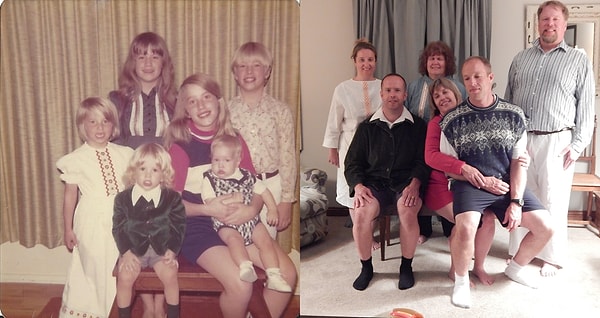 7. Реконструкция семейного фото из далёких 1970-х... А детки-то выросли!