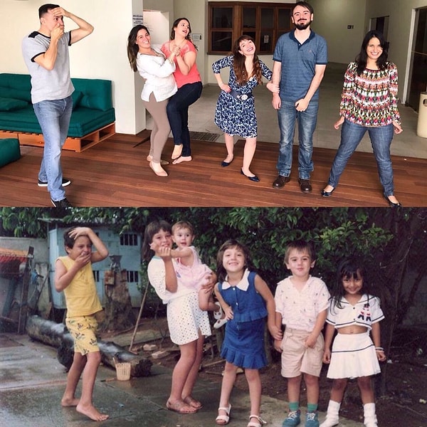 13. Это реконструкция фото 1987 года показывает, что люди могут повзрослеть, но задор в их душе не иссякнет никогда!