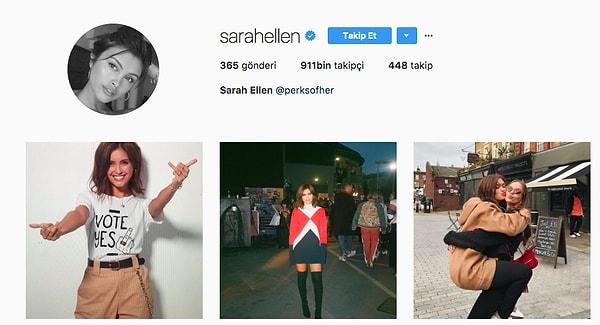Sarah'nın Instagram'da 900 binden fazla takipçisi var.