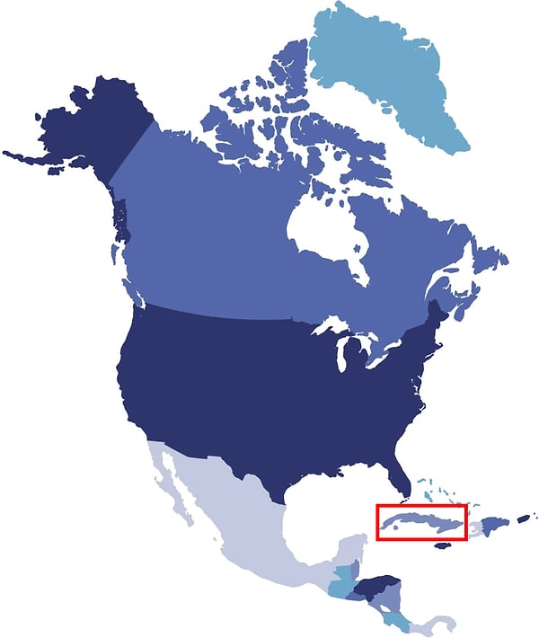 2. Какое государство отмечено на этой карте материка Северной Америки?