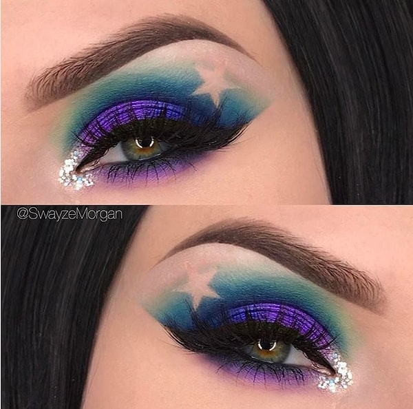 7. Чтобы создать негативное пространство в макияже глаз, зачастую используются трафареты.