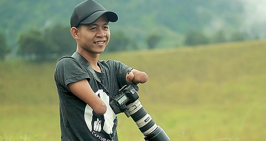 Было бы желание: Фотограф, родившийся без рук и ног, научился создавать фотографии удивительной красоты