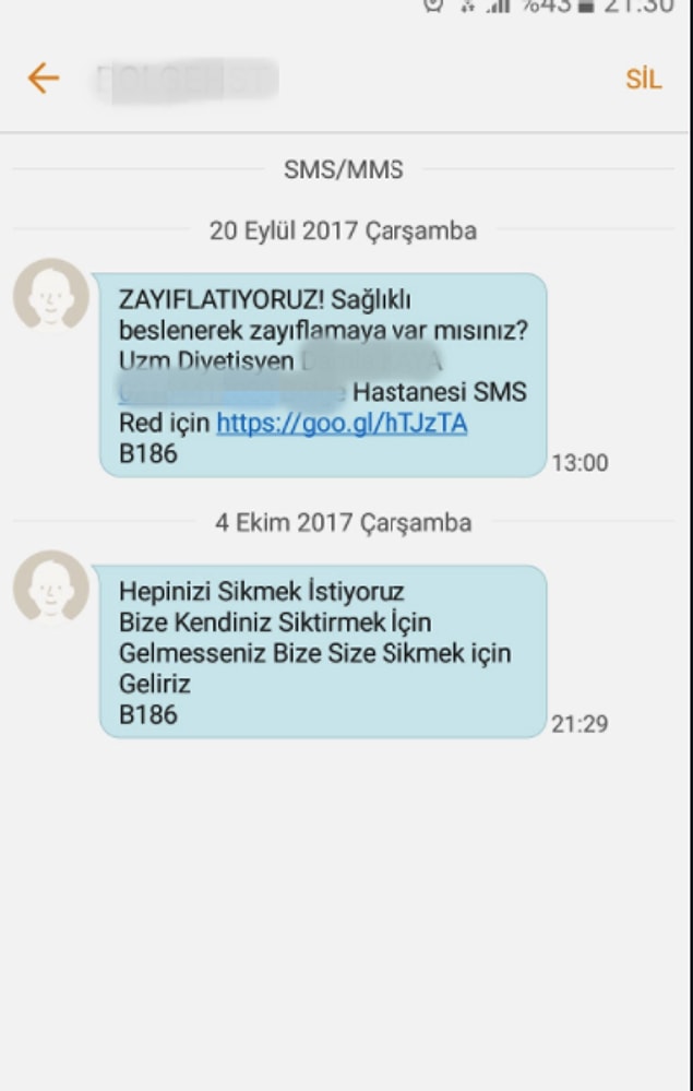 Daha önce aynı hastaneden, reklam içerikli pek çok mesaj gelmiş insanlara. İşin garip tarafı da bu zaten.