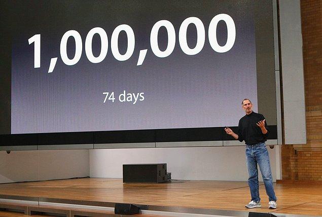 iPhone öyle ünlü bir cihaz haline gelmişti ki Ağustos 2007'de piyasaya sürüldüğü ilk andan itibaren 1 milyon satması sadece 74 gün almıştı!