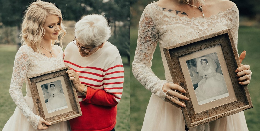 Невеста удивила бабушку, надев ее свадебное платье, которому уже более полувека
