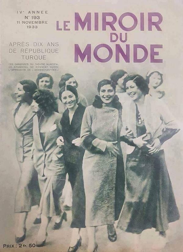 23. Kasım 1933 tarihli, Le Monde dergisi kapağı; Türkiye Cumhuriyeti'nin 10. yılında Türk kadını "Dünya'nın aynası"