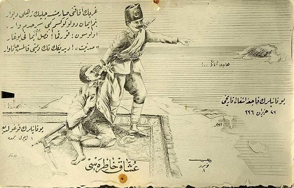 2. Kurtuluş Savaşı sonrası Türk askeri; işgalci Yunan askerini kulağından tutmuş, Ege'nin karşı yakasına gönderiyor.