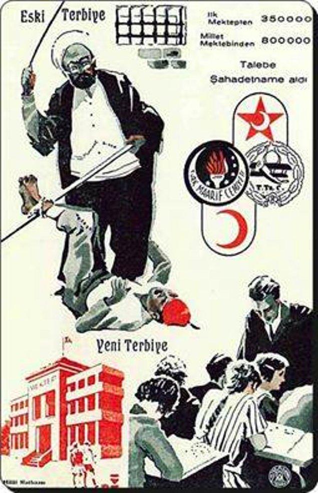 20. Eski-yeni eğitim karşılaştırması için İhap Hulusi Görey'in hazırladığı bir afiş - 1933