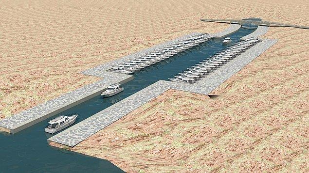 Teknelere kısa süreli park imkanı sağlayan yat limanın boyu 250, eni ise 100 metre genişlikte olacak