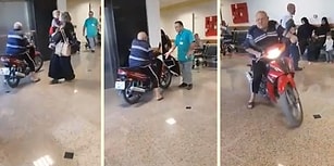 Gayet Normalmiş Gibi Hastaneye Motorla Dalan Dayı