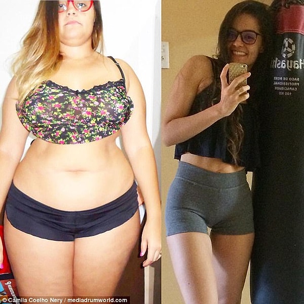 Camila önce günde sadece 1400 kalori tükettiği bir diyetle başladı ve sonra spor yaparak 2 yılda fazla kilolarından kurtuldu.
