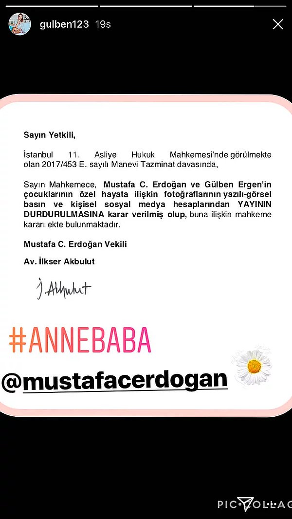 Ve eski eşi, çocuklarının babası Mustafa Erdoğan da Gülben Ergen'e destek oldu. O da dava açtı.