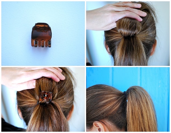 3. Сделать визуально более объёмный конский хвост можно с помощью небольшого крабика для волос.