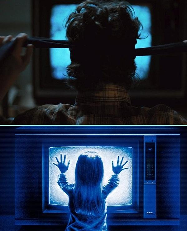 12. Eleven'ın TV aracılığıyla iletişime geçmesi, Poltergeist'te küçük kızın hayaletlerle iletişimi TV aracılığıyla yapmasını andırıyordu.