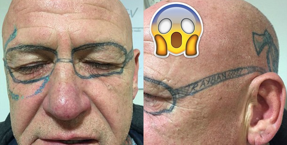 Наутро после мальчишника этот мужчина проснулся с татуировкой очков Rayban на лице 😱