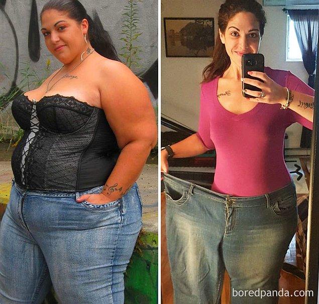14. "Bütün hayatım boyunca fazla kilolarım vardı, hayatımı rejimde geçirdim. Büyük değişiklikler yaparak ve spora başlayarak toplam 78 kilo verdim."