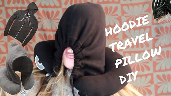 4. Самодельные подушки для путешествий - это, конечно, хорошо, вот только зачем делать их из худи? 😐