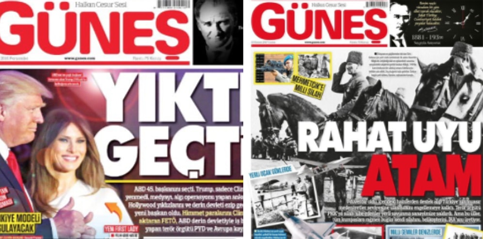 Bir Yıl İçindeki Büyük Değişim: Güneş Gazetesi Bu Yıl 10 Kasım'a Tam Sayfa Ayırdı!