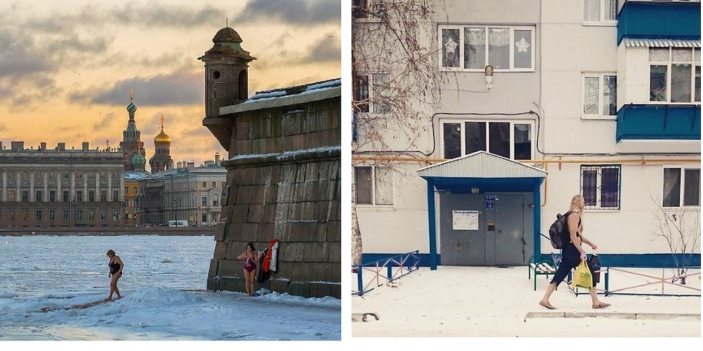 16 забавных фото из рубрики "Зима в России близко - сезон бикини открыт!"