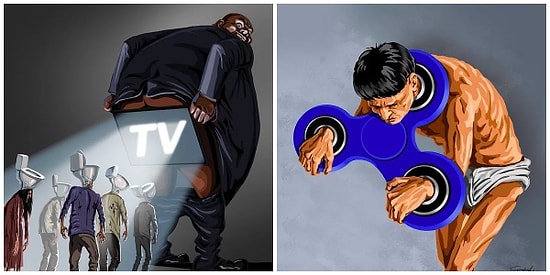 Modern Zaman Dünyasına Dair Acı Gerçeklerle Dolu 14 Gunduz Aghayev İllüstrasyonu