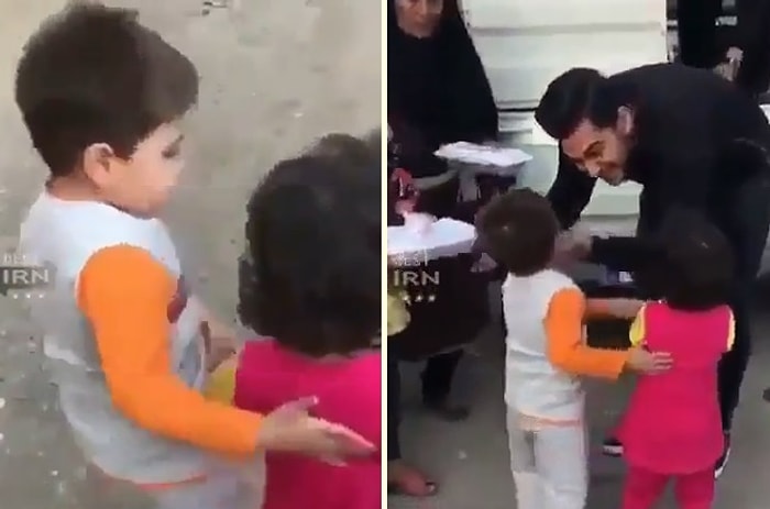 Küçük Arkadaşını Yemek Alması İçin Cesaretlendiren Koca Yürekli Çocuk