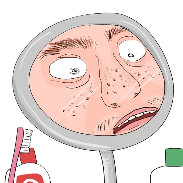 4. Смотрятся в увеличительное стекло и ужасаются тому, какие у них огромные поры и кустистые брови